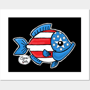 American flag fish gift for special USA holidays Posters and Art